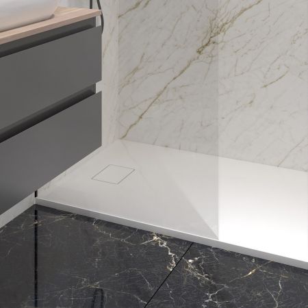 Oltens Bergytan brodzik 100x90 cm prostokątny RockSurface biały 15101000
