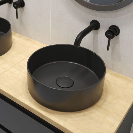 Oltens Lagde 35,5 cm countertop washbasin round black matte 40304300