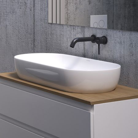 Oltens Hamnes Thin Aufsatzwaschbecken 80x40 cm oval weiß 40321000