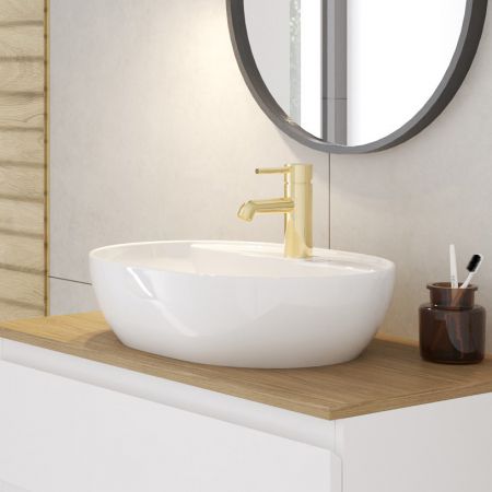 Oltens Hamnes Thin Aufsatzwaschbecken 51x39 cm oval weiß 41313000