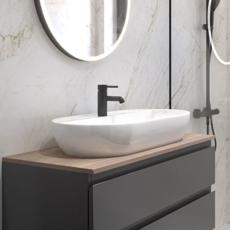 Oltens Hamnes Thin Aufsatzwaschbecken 80x40 cm oval weiß 41315000