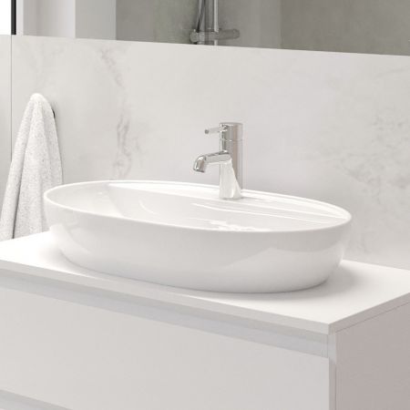 Oltens Hamnes Thin umyvadlo 62 x 42 cm na desku, oválné, s povrchovou úpravou SmartClean, bílé 41814000