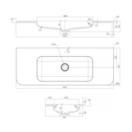 Oltens Hamnes umywalka 120x46,1 cm prostokątna meblowa PureSurface biały mat 40215900