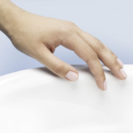 Oltens Fossa umywalka 40 cm nablatowa okrągła z powłoką SmartClean biała 40802000
