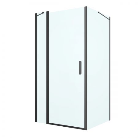 Oltens Verdal kabina prysznicowa 100x100 cm kwadratowa drzwi ze ścianką czarny mat/szkło przezroczyste 20012300
