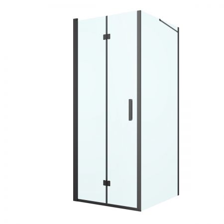 Oltens Hallan sprchový kout 80x100 cm, obdélníkový, dveře se zástěnou, matná černá/průhledné sklo, 20201300