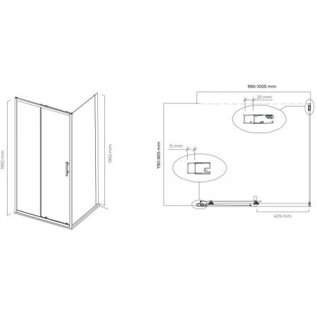 Oltens Fulla Duschkabine 100x80 cm rechteckig 20202100