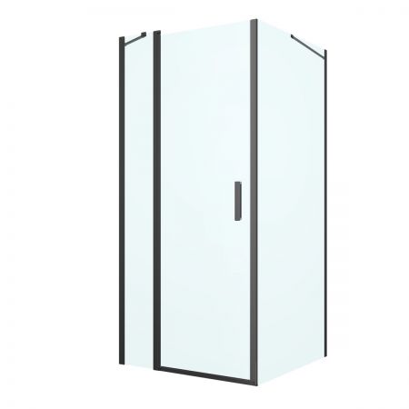 Oltens Verdal Duschkabine 90x100 cm rechteckig Tür mit Wand schwarz matt/transparentes Glas 20208300