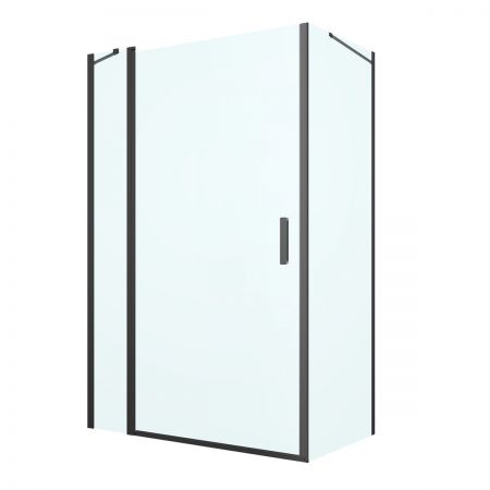 Oltens Verdal sprchový kout 120x80 cm, obdélníkový, dveře se zástěnou, matná černá/průhledné sklo, 20210300
