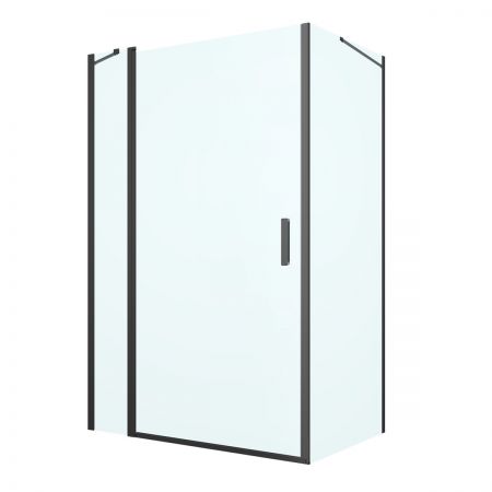 Oltens Verdal shower enclosure 120x90 cm rectangular matte black/transparent glass door with a fixed wall 20213300