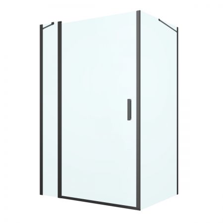 Oltens Verdal Duschkabine 120x100 cm rechteckig Tür mit Wand schwarz matt/transparentes Glas 20214300