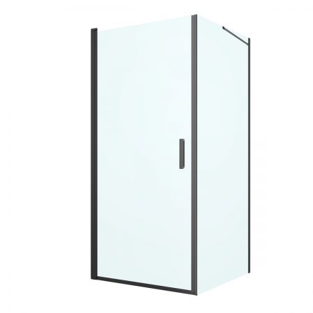 Oltens Rinnan sprchový kout 90x100 cm, obdélníkový, dveře se zástěnou, matná černá/průhledné sklo, 20217300