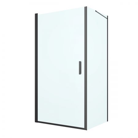Oltens Rinnan sprchový kout 100x90 cm, obdélníkový, dveře se zástěnou, matná černá/průhledné sklo, 20219300