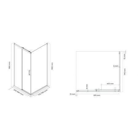 Oltens Breda Duschwand 100x80 cm rechteckig Chrom/transparentes Glas 20221100