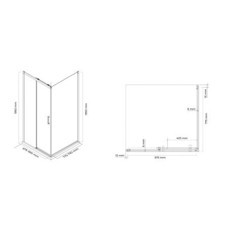 Oltens Breda Duschwand 100x80 cm rechteckig schwarz matt/transparentes Glas 20221300