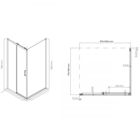 Oltens Breda kabina prysznicowa 100x80 cm prostokątna czarny mat/szkło przezroczyste 20221300