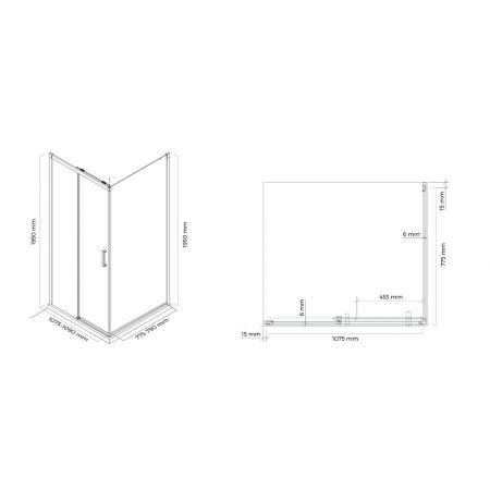 Oltens Breda Duschwand 110x80 cm rechteckig Chrom/transparentes Glas 20222100