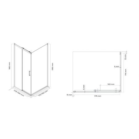 Oltens Breda shower enclosure 120x80 cm rectangular matte black/transparent glass 20223300