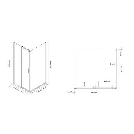 Oltens Breda Duschwand 100x90 cm rechteckig Chrom/transparentes Glas 20224100