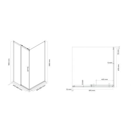 Oltens Breda Duschwand 100x90 cm rechteckig schwarz matt/transparentes Glas 20224300