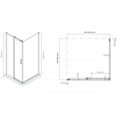 Oltens Breda sprchový kout 100 x 90 cm, obdélníkový, matná černá/průhledné sklo 20224300