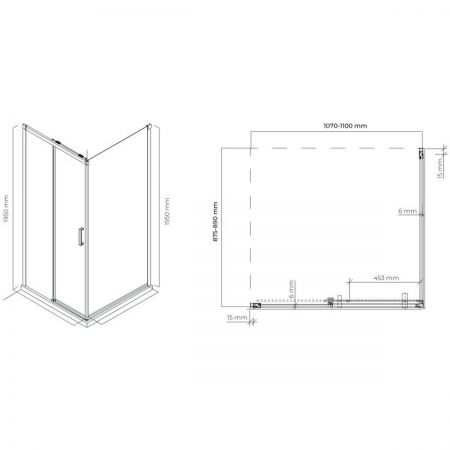 Oltens Breda kabina prysznicowa 110x90 cm prostokątna czarny mat/szkło przezroczyste 20225300