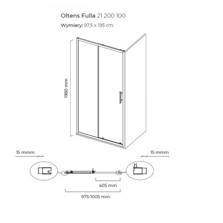Oltens Fulla kabina prysznicowa 100x90 cm prostokątna 20204100