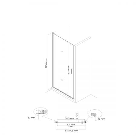 Oltens Rinnan sprchové dveře 90 cm, do niky, matná černa/průhledné sklo 21208300
