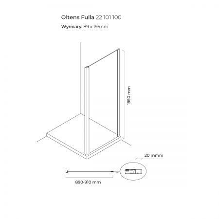 Oltens Fulla shower wall 90 cm side to the door 22101100