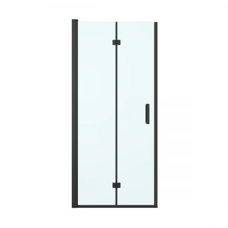 Oltens Hallan sprchové dveře 80 cm, do niky, matná černá/průhledné sklo 21200300