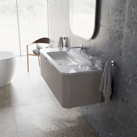Oltens Hamnes umywalka 120x46,1 cm prostokątna meblowa PureSurface biały połysk 40215000