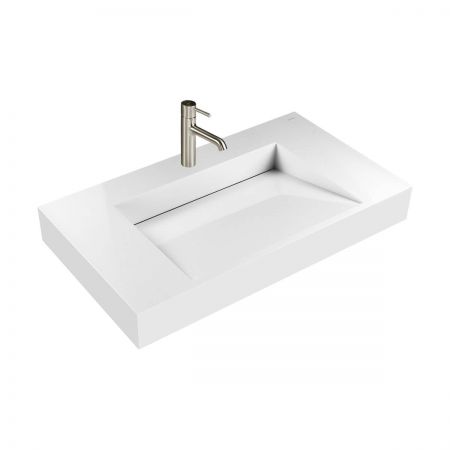 Oltens Lun 80 cm vanity cabinet with Stila LavaForm washbasin, matte white/glossy white 68790000