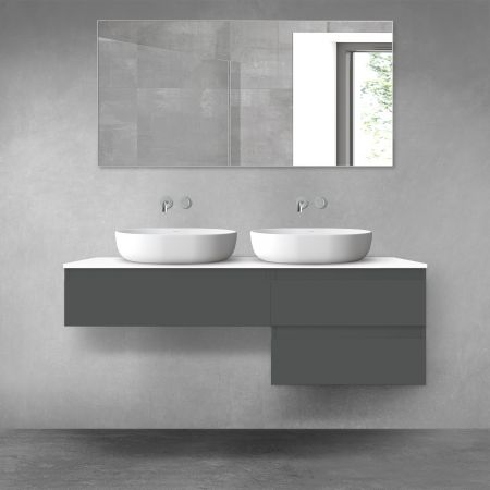 Oltens Vernal bathroom furniture set 140 cm with countertop, matte graphite/white gloss 68290400