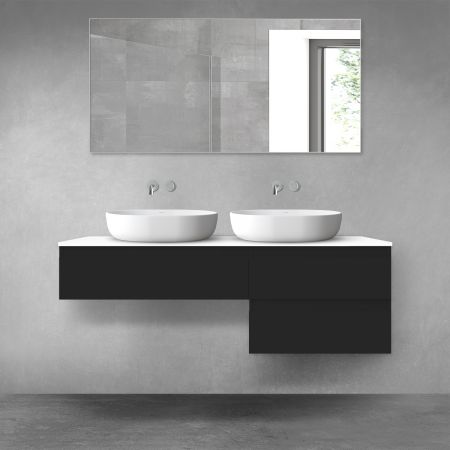 Oltens Vernal bathroom furniture set 140 cm with countertop, matte black/white gloss 68290300