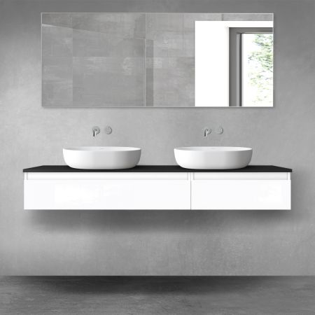 Oltens Vernal bathroom furniture set 160 cm with countertop, white gloss/matte black 68357000