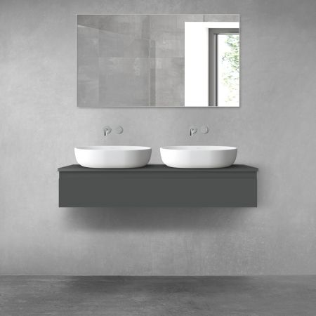 Oltens Vernal Waschbeckenunterschrank wandhängend 120 cm mit Waschbeckenplatte grafitfarben matt 68128400