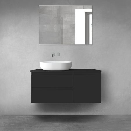 Oltens Vernal Bademöbelset 100 cm mit Waschbeckenplatte schwarz matt 68201300