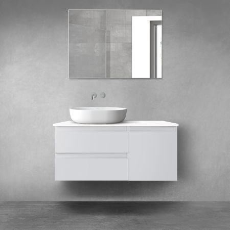 Oltens Vernal bathroom furniture set 100 cm with countertop, matte grey/white gloss 68204700