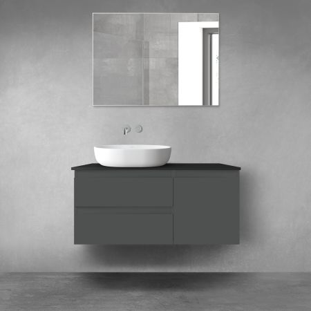 Oltens Vernal zestaw mebli łazienkowych 100 cm z blatem grafit mat/czarny mat 68206400
