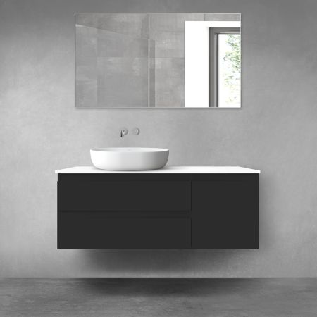 Oltens Vernal zestaw mebli łazienkowych 120 cm z blatem czarny mat/biały połysk 68212300