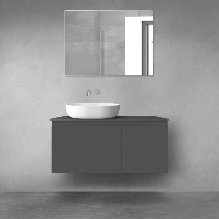 Oltens Vernal Bademöbelset 100 cm mit Waschbeckenplatte grafitfarben matt 68247400