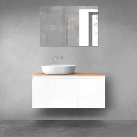 Oltens Vernal bathroom furniture set 100 cm with countertop, white gloss/oak 68251000