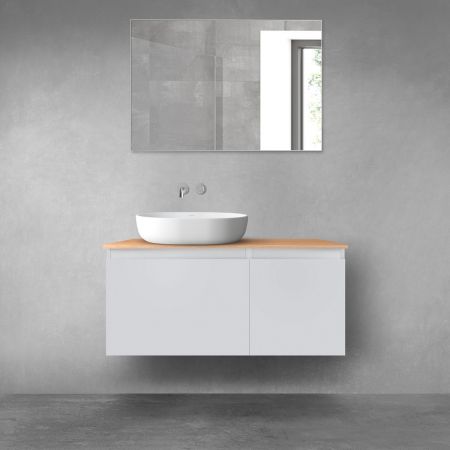 Oltens Vernal bathroom furniture set 100 cm with countertop, matte grey/oak 68251700