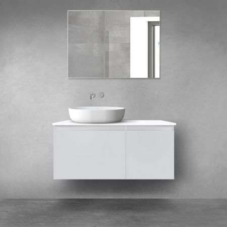 Oltens Vernal Bademöbelset 100 cm mit Waschbeckenplatte grau matt/weiß glänzend 68253700