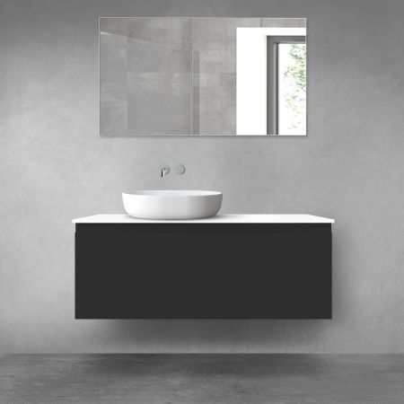 Oltens Vernal zestaw mebli łazienkowych 120 cm z blatem czarny mat/biały połysk 68254300