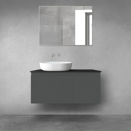 Oltens Vernal bathroom furniture set 100 cm with countertop, matte graphite/matte black 68255400
