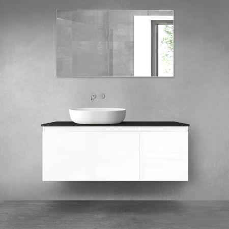 Oltens Vernal zestaw mebli łazienkowych 120 cm z blatem biały połysk/czarny mat 68256000