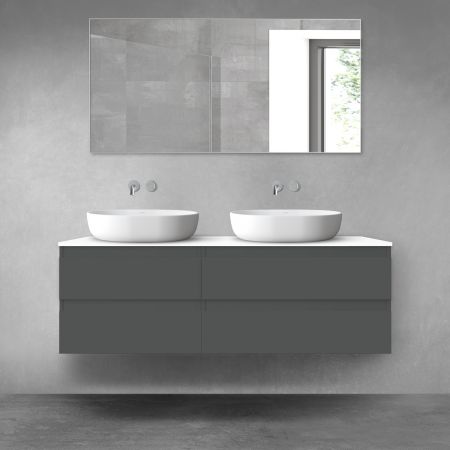 Oltens Vernal zestaw mebli łazienkowych 140 cm z blatem grafit mat/biały połysk 68258400