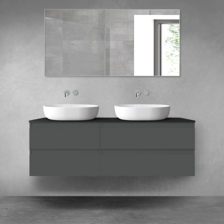 Oltens Vernal zestaw mebli łazienkowych 140 cm z blatem grafit mat/czarny mat 68259400