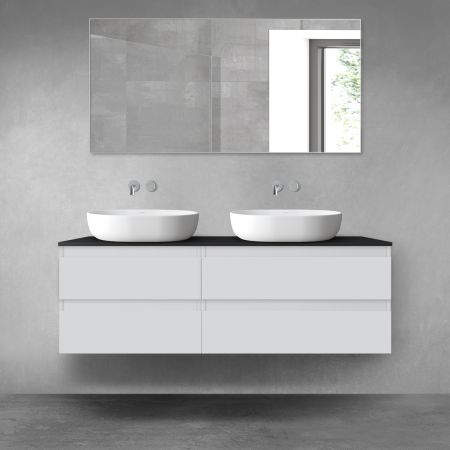 Oltens Vernal zestaw mebli łazienkowych 140 cm z blatem szary mat/czarny mat 68259700